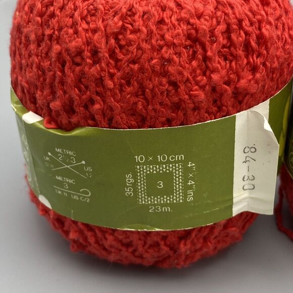 Phildar Recif 333 RED 100% Cotton Yarn 50g‎ 1.75 oz Lot of 3 Nubby Textured - Picture 3 of 6